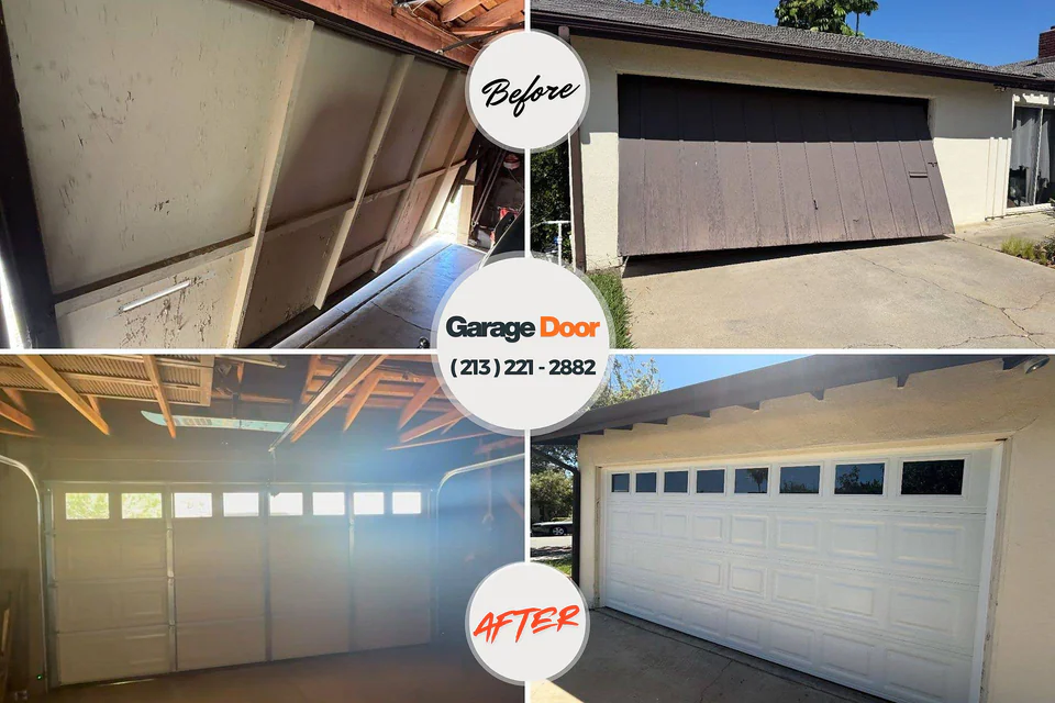 Before and after: garage door repair Amsterdam, NY
